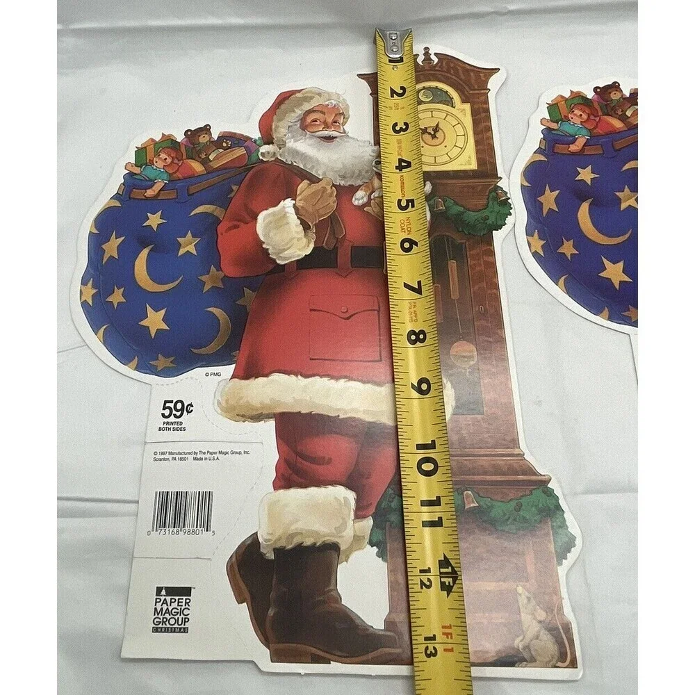 Vintage 2 Paper Magic Group Christmas Santa Claus  Die Cut Decoration 13”